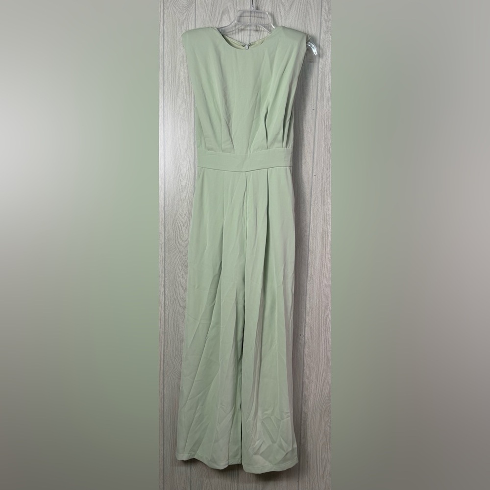 Sleeveless Mint Green Wide-Leg Jumpsuit